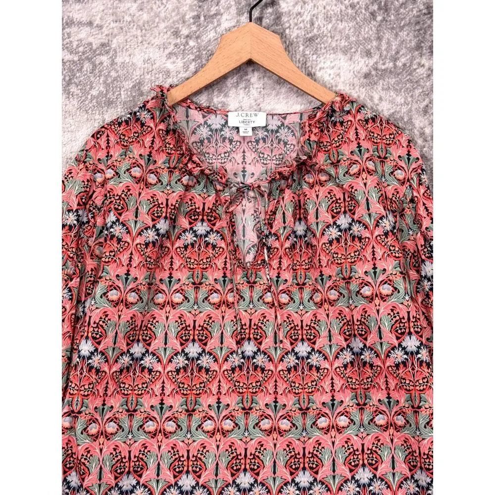 J Crew x Liberty London Blouse Medium Womens Long Sleeve Ruffle Collar Top